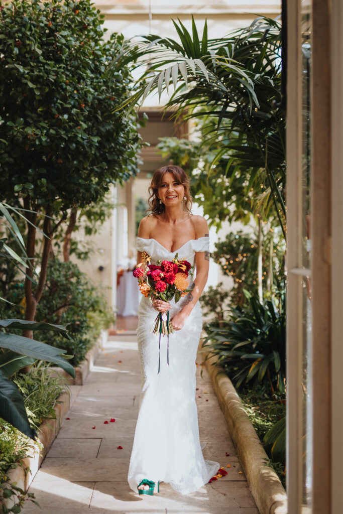 Prestwold Hall bride ready to enter the ceremony room