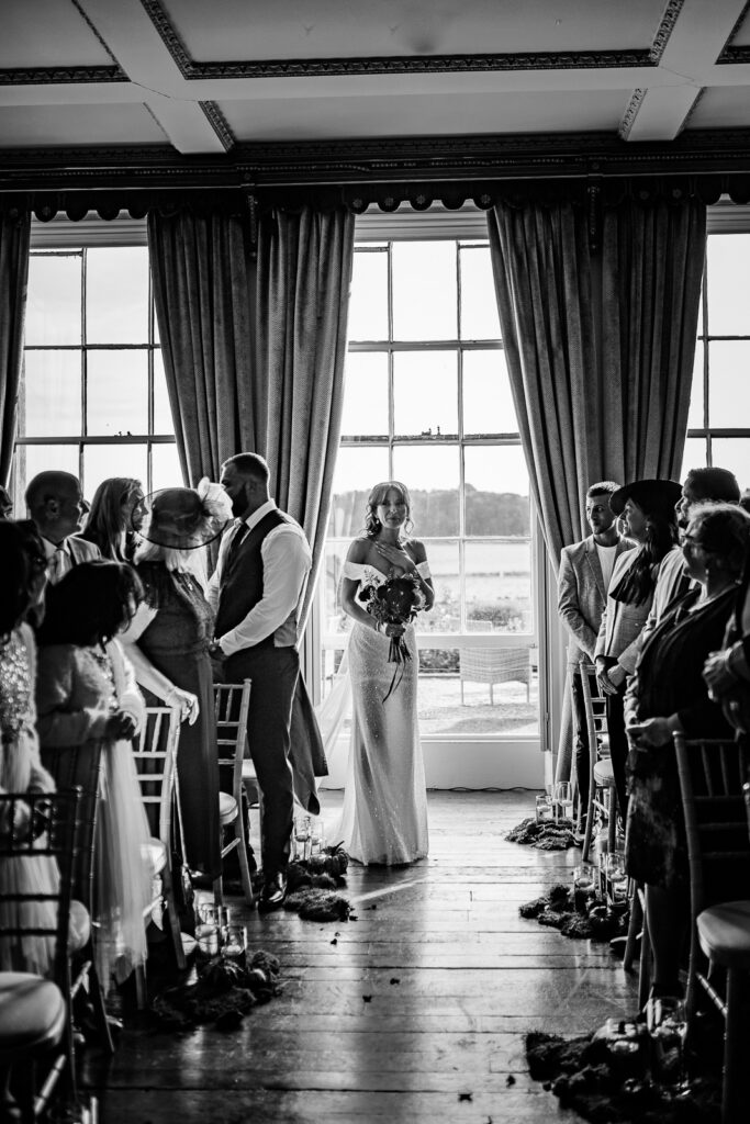 Prestwold Hall bride enters the ceremony