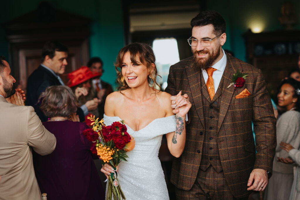 Prestwold Hall wedding bride and groom exit