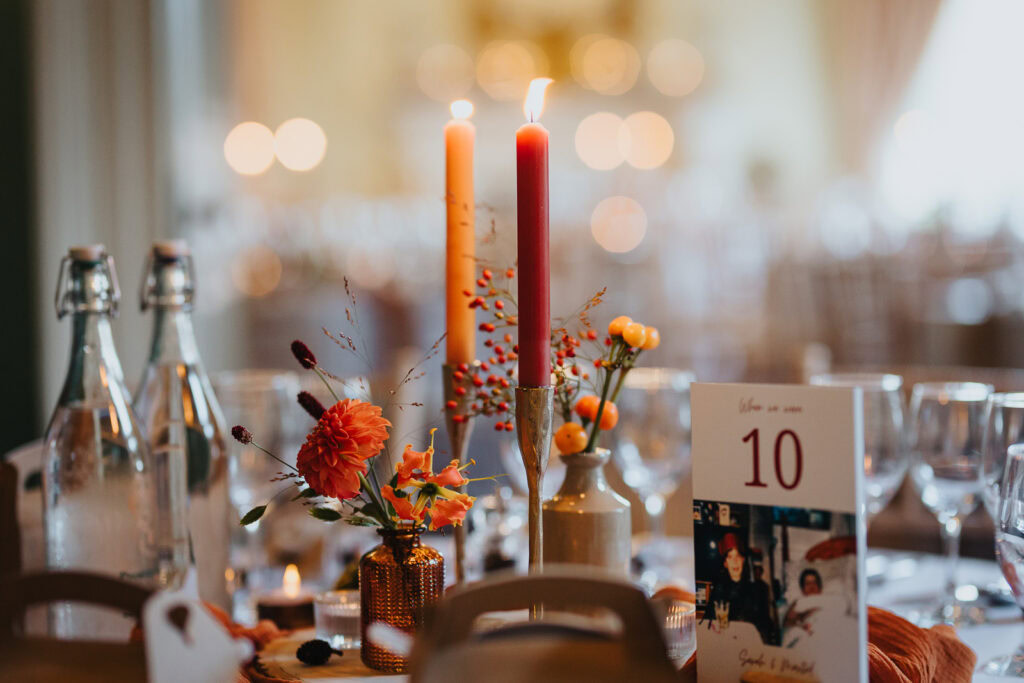 Autumn wedding deco at Prestwold Hall