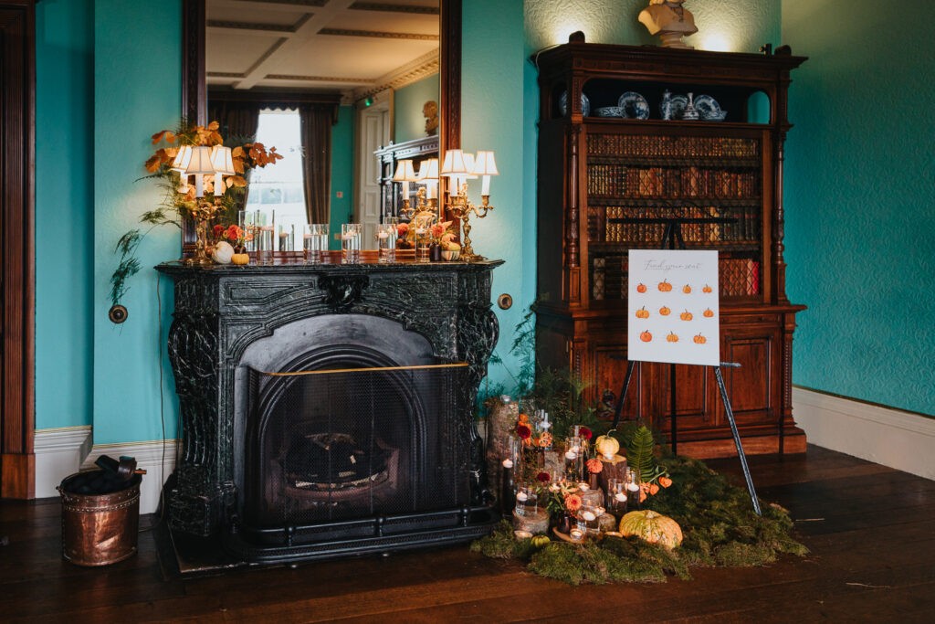 Prestwold Hall autumn wedding candles deco
