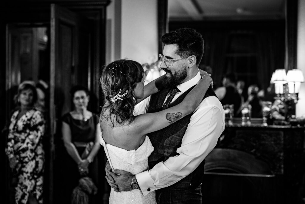 Bride and groom first dance at Prestwold Hall