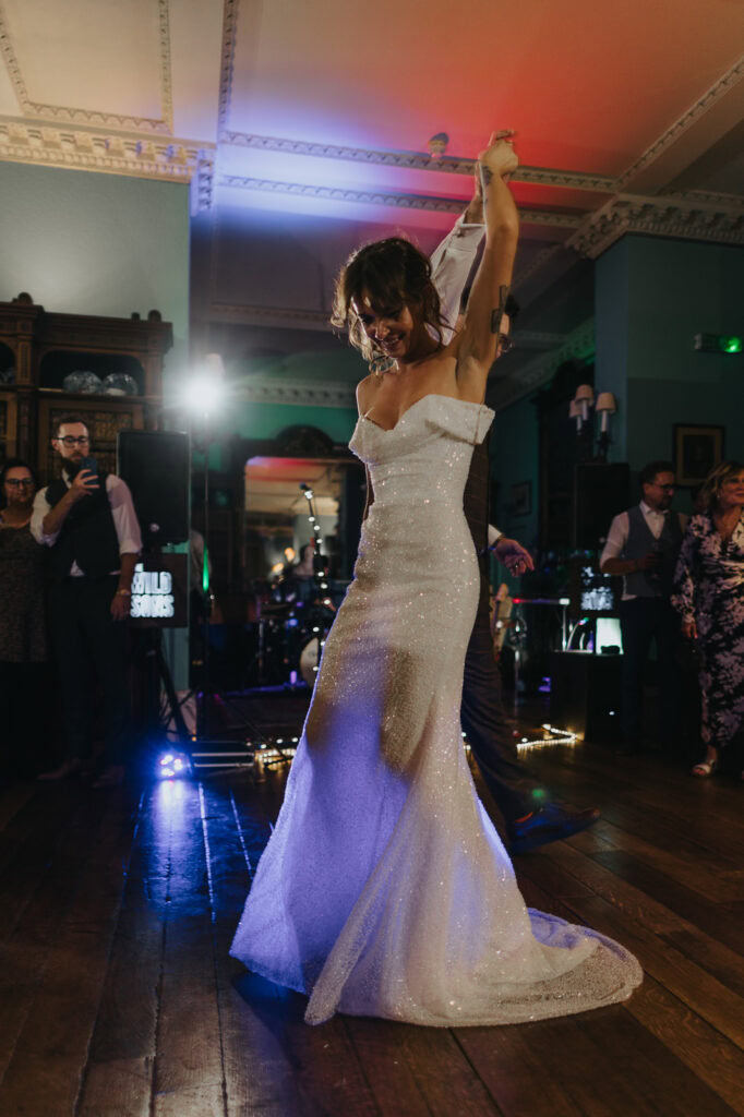 Bride and groom dancing at Prestwold Hall